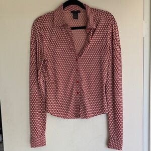 The Limited Red and Black Geometric Button-Down Shirt